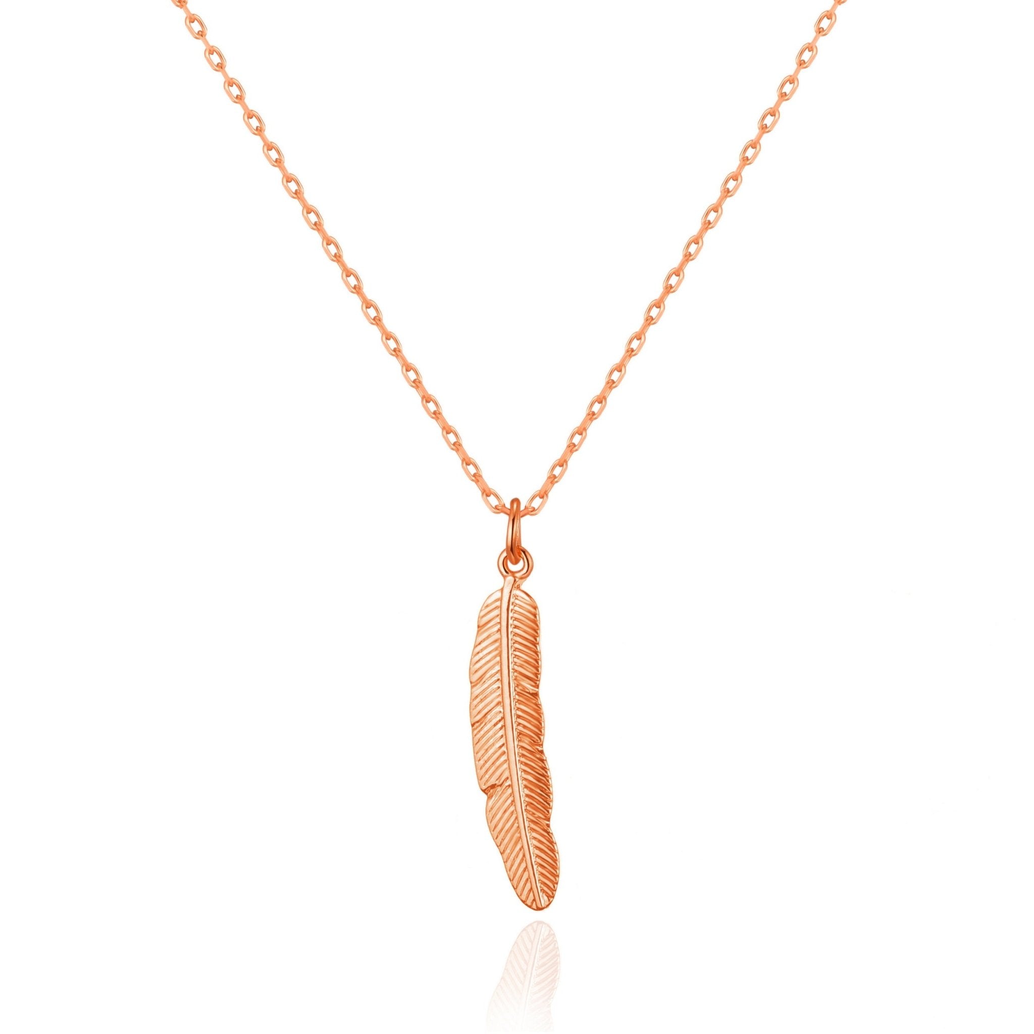 Rose Gold Plated Feather Necklace - Philip Jones Jewellery