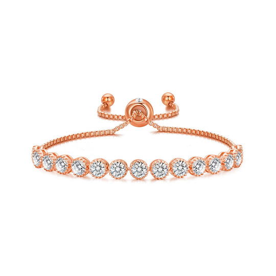 Rose Gold Plated Friendship Bracelet with Zircondia® Crystals - Philip Jones Jewellery