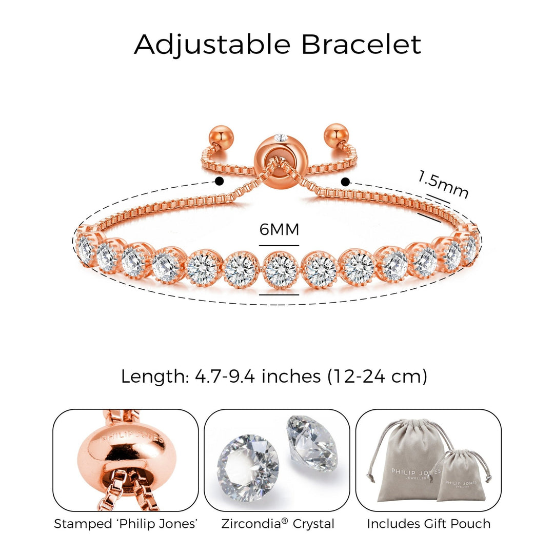 Rose Gold Plated Friendship Bracelet with Zircondia® Crystals - Philip Jones Jewellery