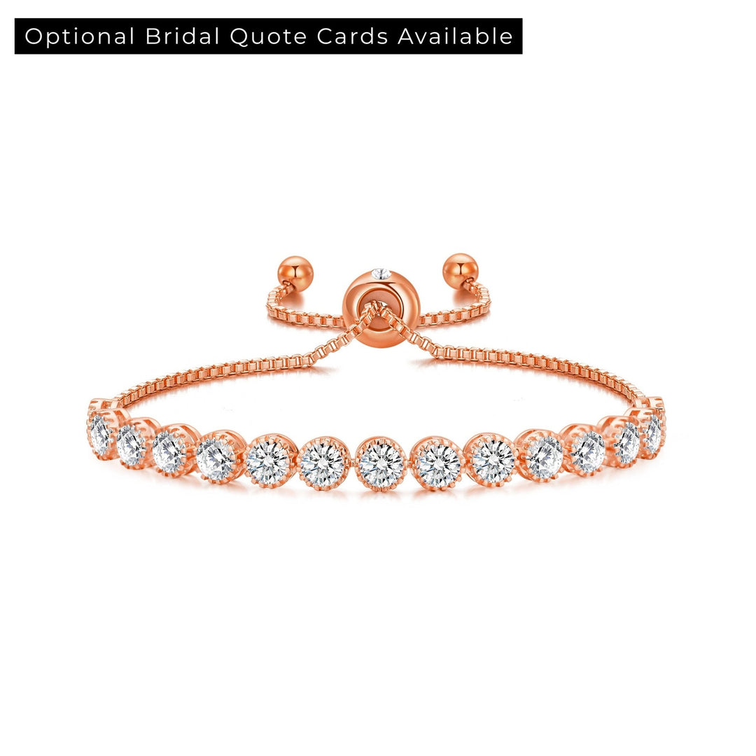 Rose Gold Plated Friendship Bridal Bracelet with Zircondia® Crystals - Philip Jones Jewellery