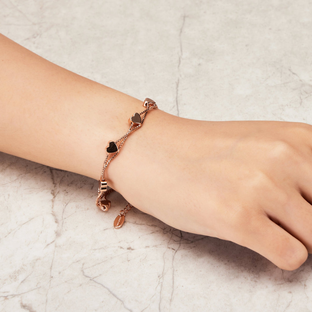 Rose Gold Plated Heart Bracelet - Philip Jones Jewellery