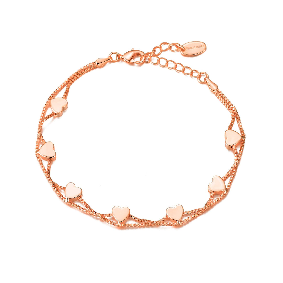 Rose Gold Plated Heart Bracelet - Philip Jones Jewellery