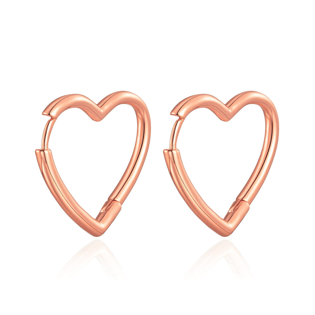 Rose Gold Plated Heart Hoop Earrings - Philip Jones Jewellery