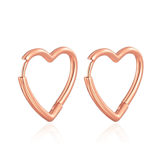 Rose Gold Plated Heart Hoop Earrings - Philip Jones Jewellery