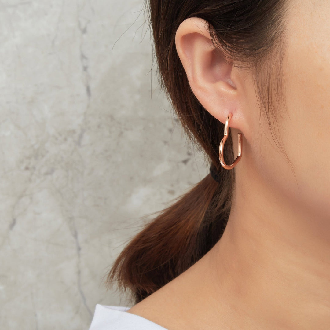 Rose Gold Plated Heart Hoop Earrings - Philip Jones Jewellery
