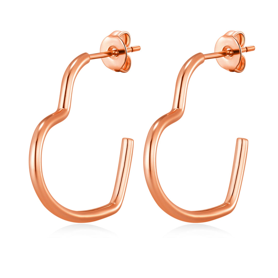 Rose Gold Plated Heart Hoop Earrings - Philip Jones Jewellery