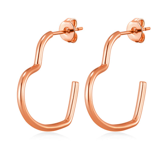 Rose Gold Plated Heart Hoop Earrings - Philip Jones Jewellery