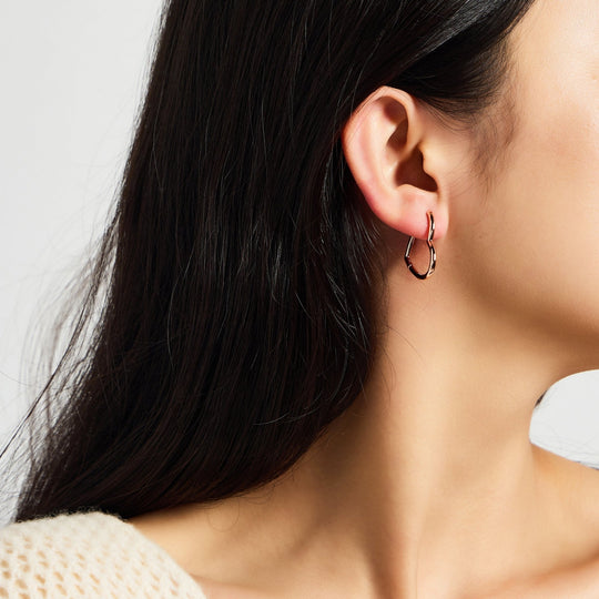 Rose Gold Plated Heart Hoop Earrings - Philip Jones Jewellery