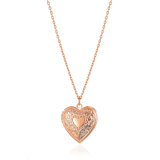Rose Gold Plated Heart Locket - Philip Jones Jewellery