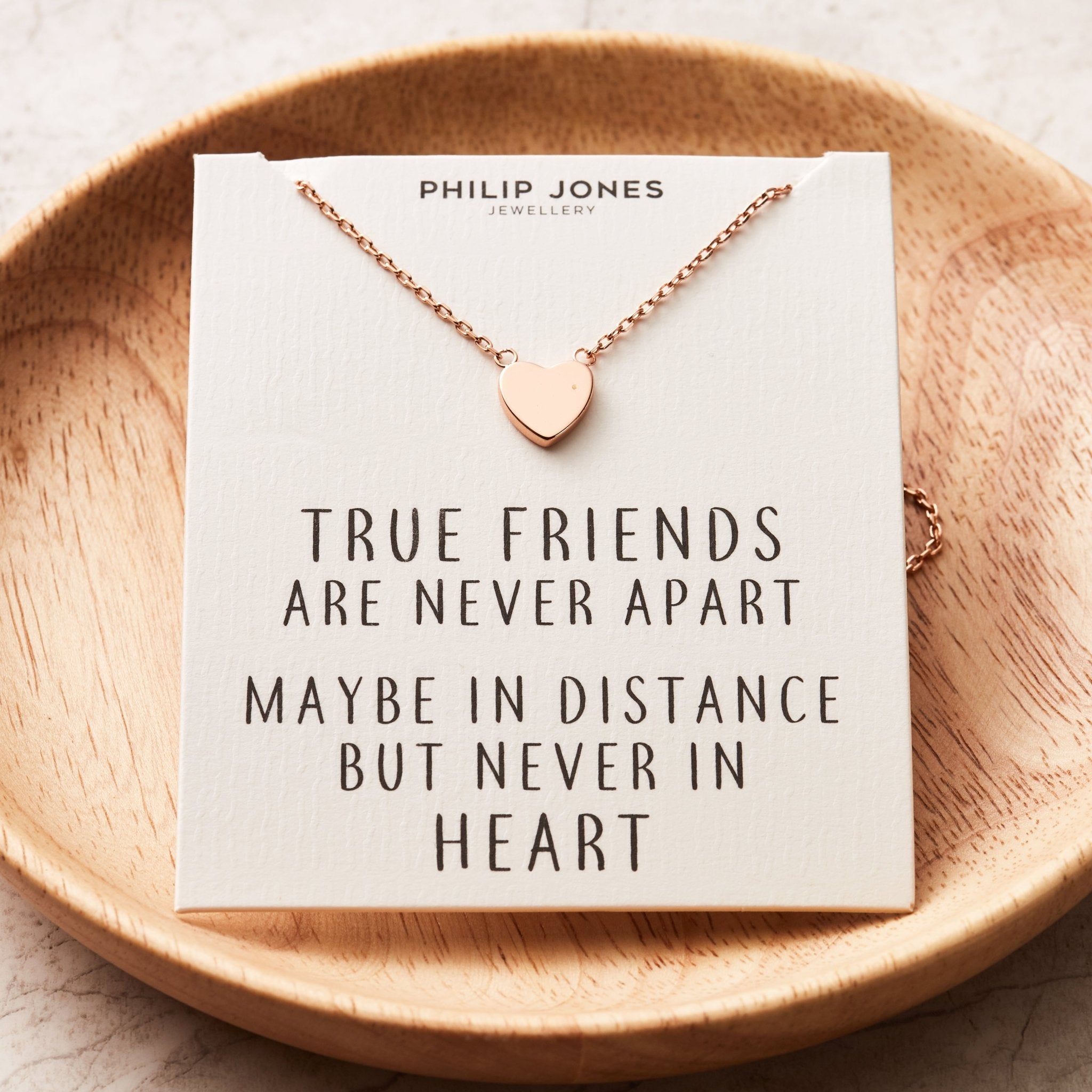 Rose Gold Plated Heart Necklace with Quote Card - Philip Jones Jewellery