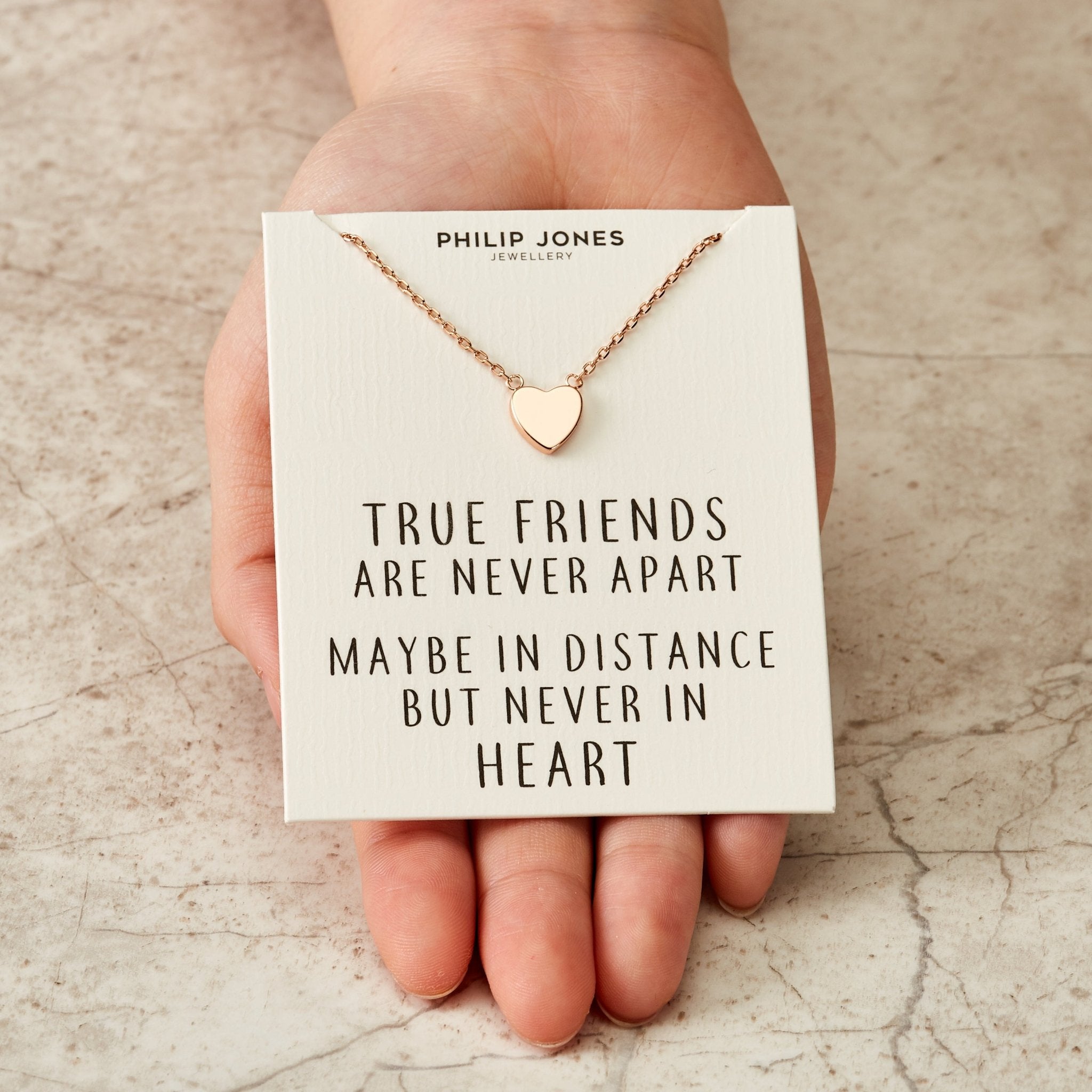 Rose Gold Plated Heart Necklace with Quote Card - Philip Jones Jewellery