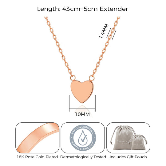 Rose Gold Plated Heart Necklace with Quote Card - Philip Jones Jewellery