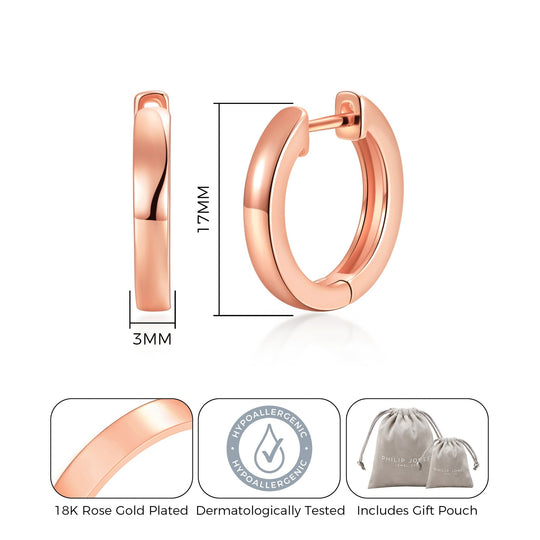 Rose Gold Plated Hoop Earrings - Philip Jones Jewellery