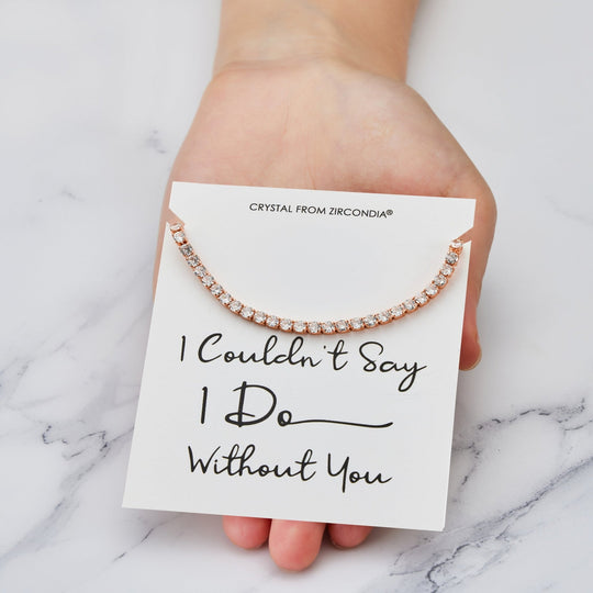 Rose Gold Plated I Couldn't Say I Do Without You Solitaire Friendship Bracelet Created with Zircondia® Crystals - Philip Jones Jewellery