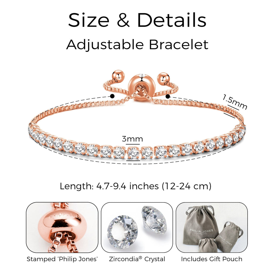 Rose Gold Plated I Couldn't Say I Do Without You Solitaire Friendship Bracelet Created with Zircondia® Crystals - Philip Jones Jewellery
