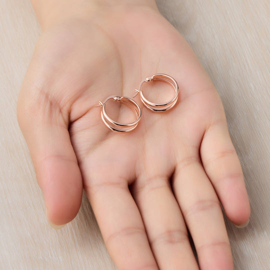 Rose Gold Plated Illusion Hoop Earrings - Philip Jones Jewellery