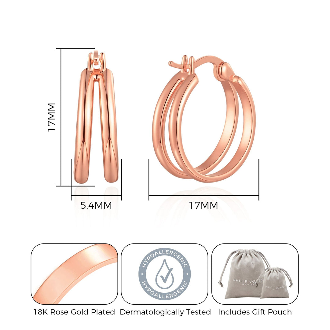 Rose Gold Plated Illusion Hoop Earrings - Philip Jones Jewellery