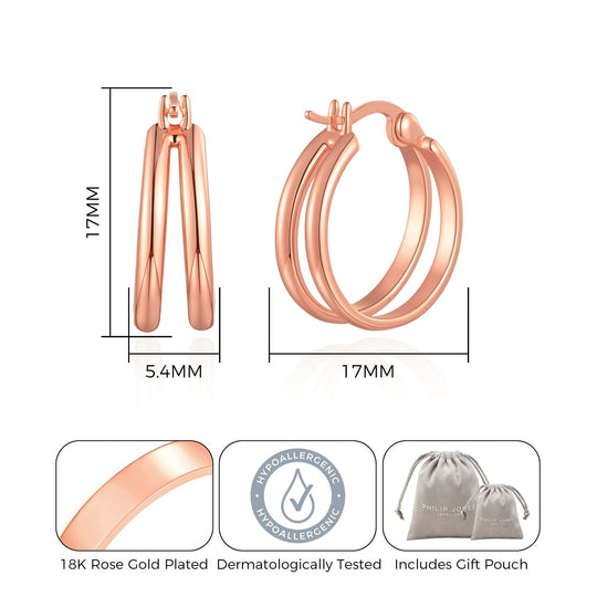 Rose Gold Plated Illusion Hoop Earrings - Philip Jones Jewellery