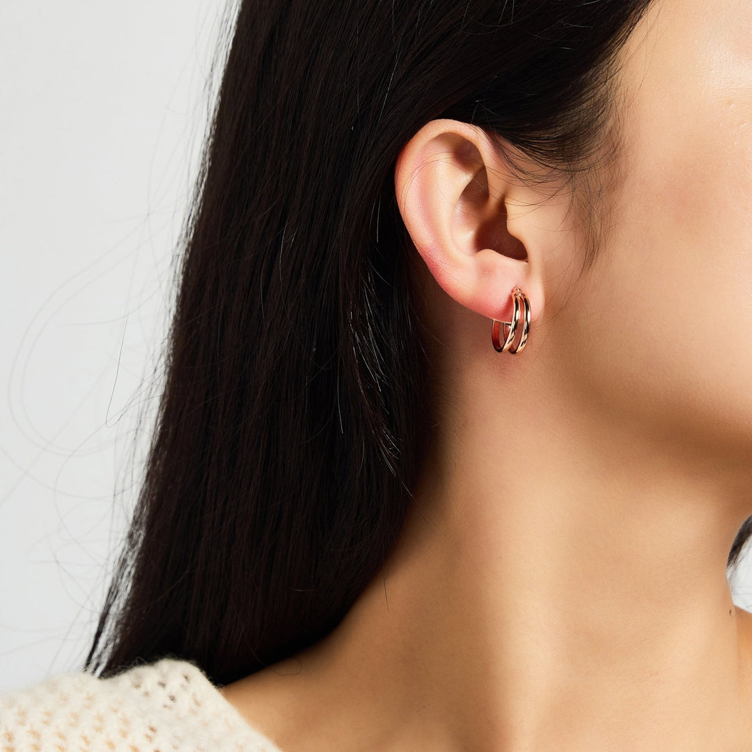 Rose Gold Plated Illusion Hoop Earrings - Philip Jones Jewellery
