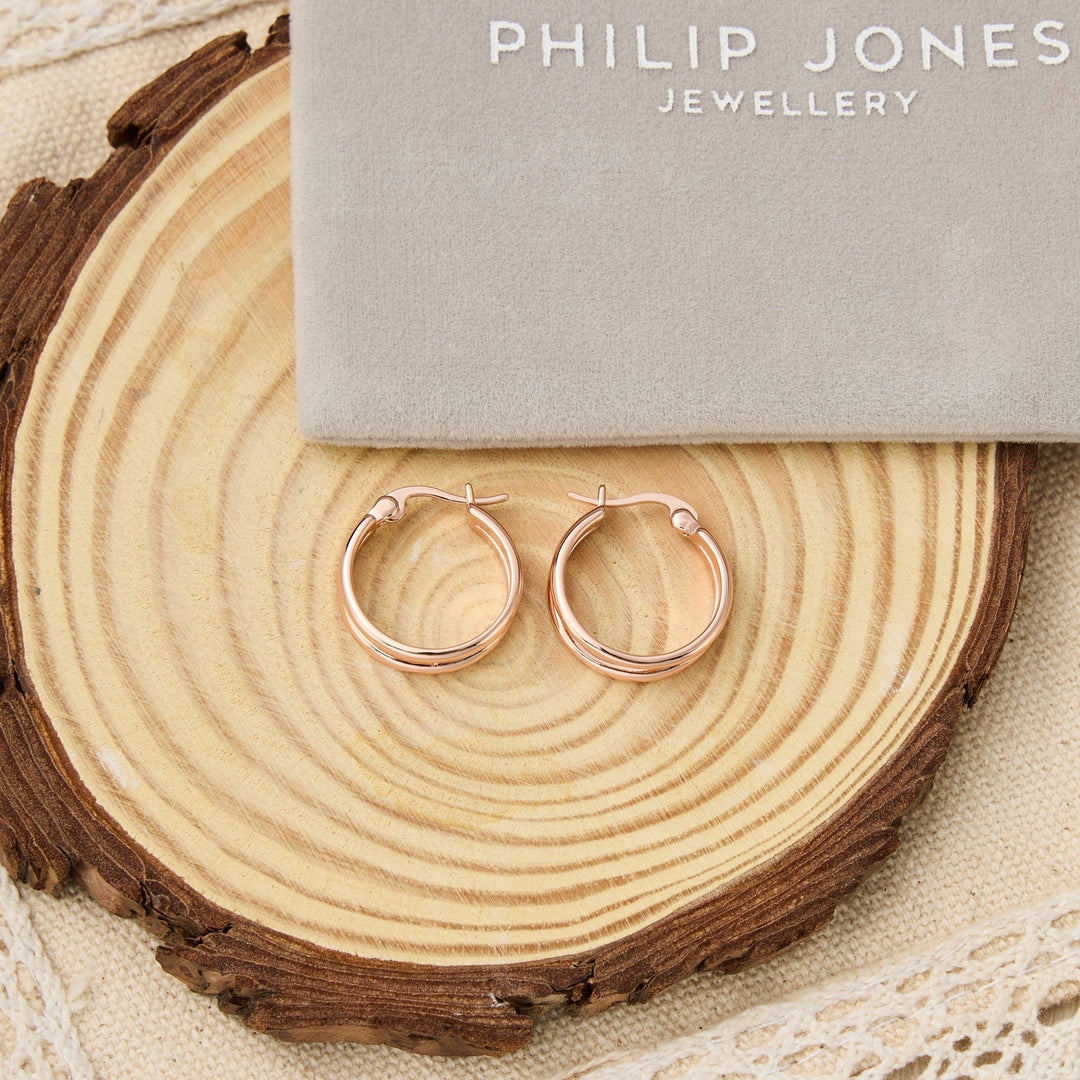 Rose Gold Plated Illusion Hoop Earrings - Philip Jones Jewellery