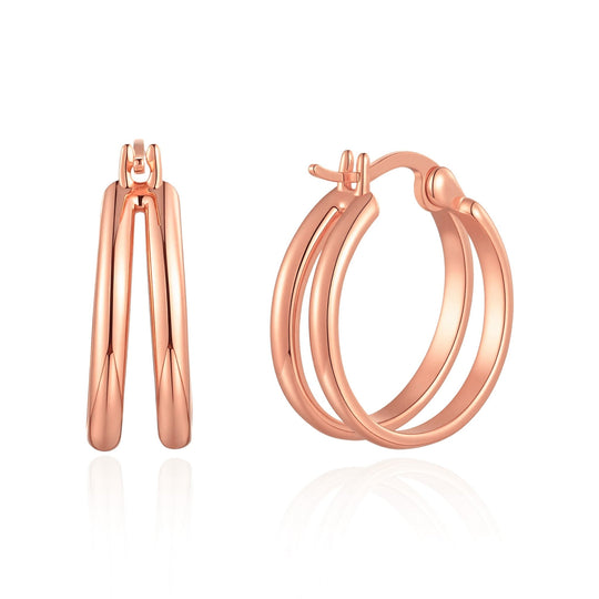 Rose Gold Plated Illusion Hoop Earrings - Philip Jones Jewellery
