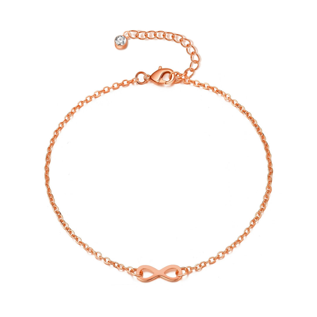 Rose Gold Plated Infinity Anklet Created with Zircondia® Crystals - Philip Jones Jewellery