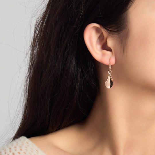 Rose Gold Plated Infinity Curve Drop Earrings - Philip Jones Jewellery
