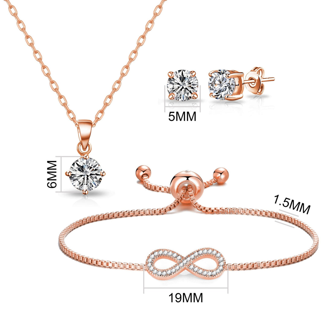 Rose Gold Plated Infinity Friendship Set Created with Zircondia