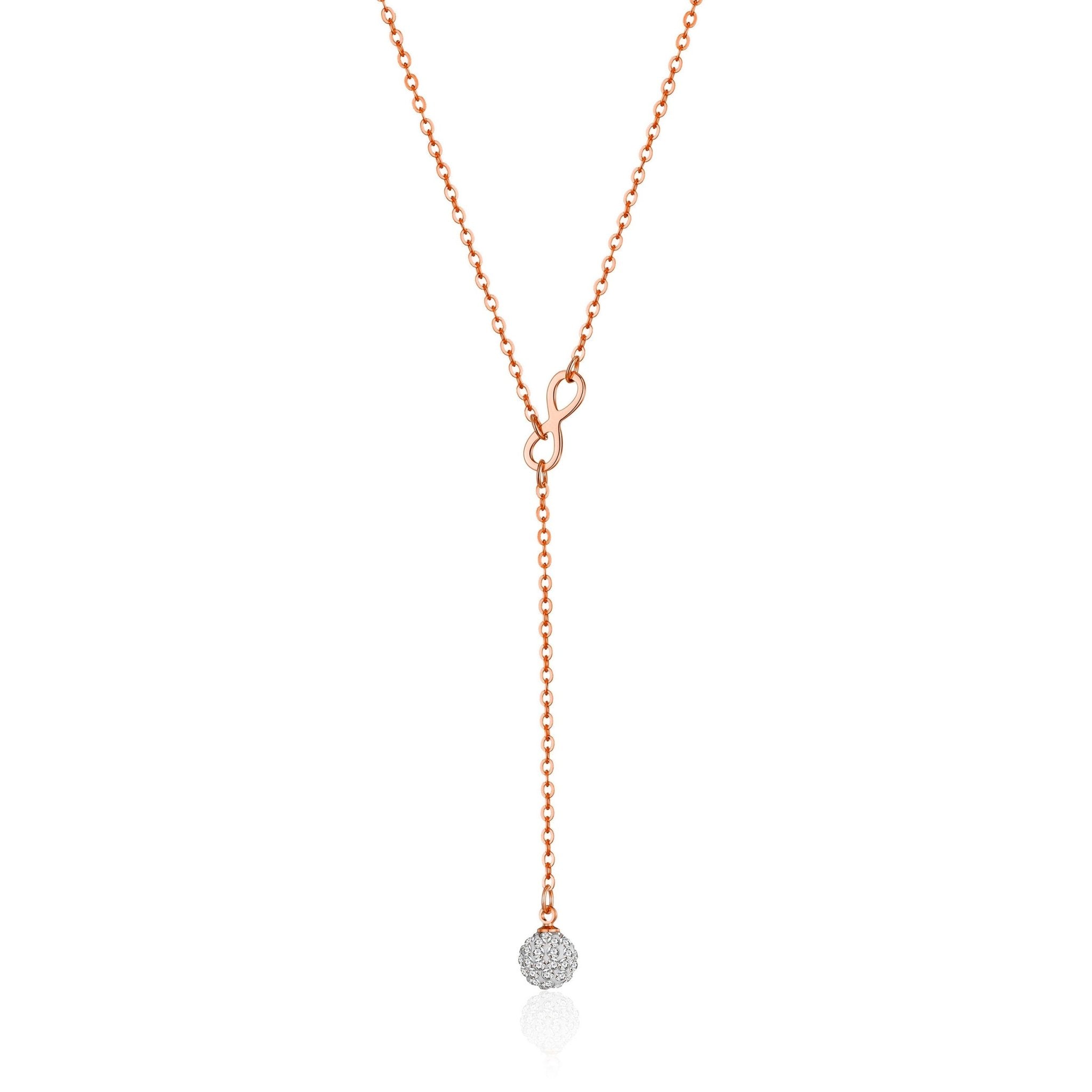 Rose Gold Plated Infinity Lariat Necklace Created with Zircondia® Crystals - Philip Jones Jewellery