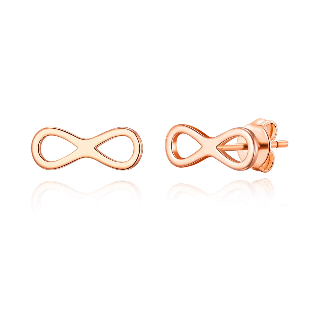 Rose Gold Plated Infinity Stud Earrings - Philip Jones Jewellery