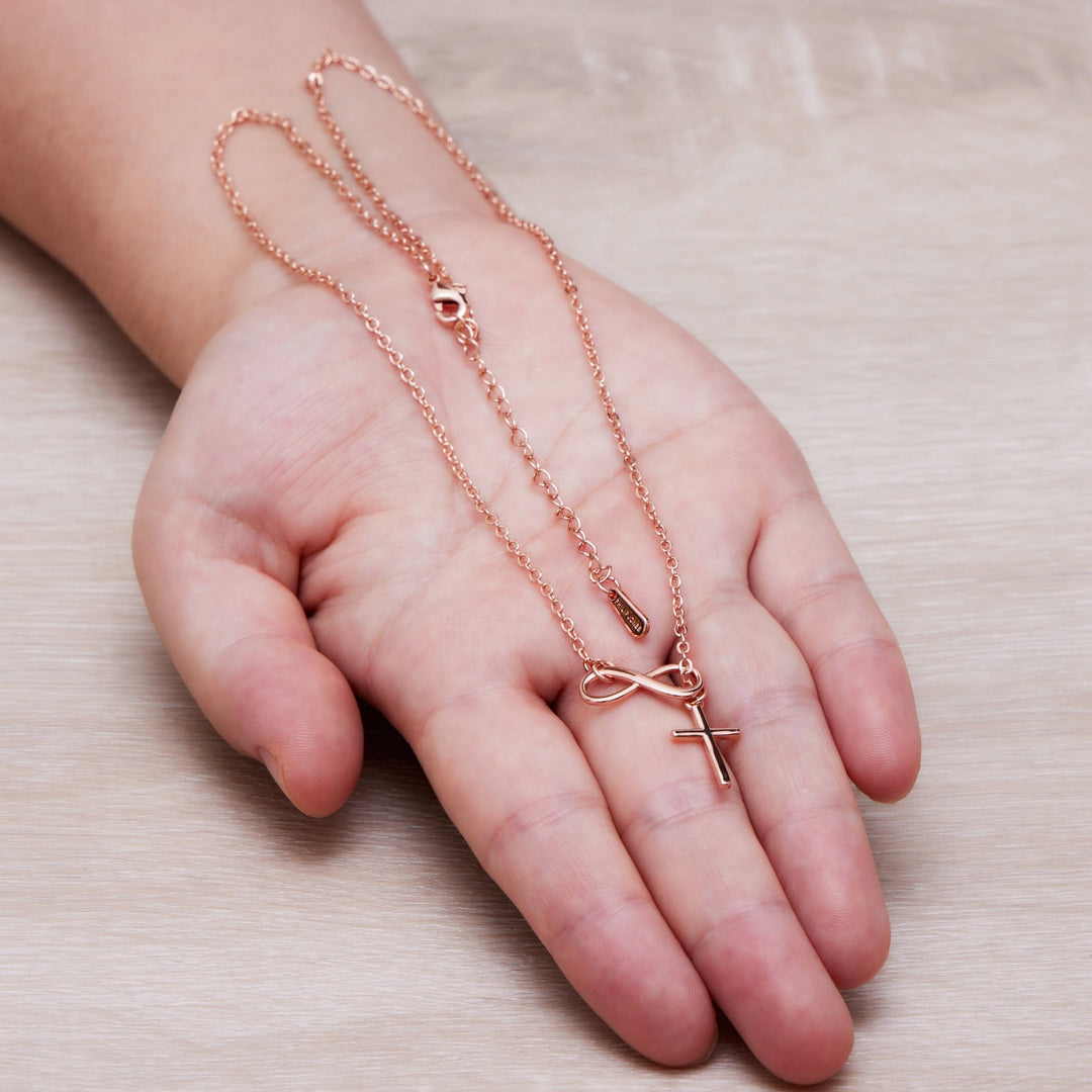 Rose Gold Plated Infinity with Cross Lariat Necklace by Philip