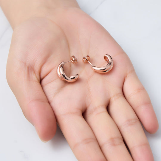 Rose Gold Plated Kiss Hoop Earrings - Philip Jones Jewellery