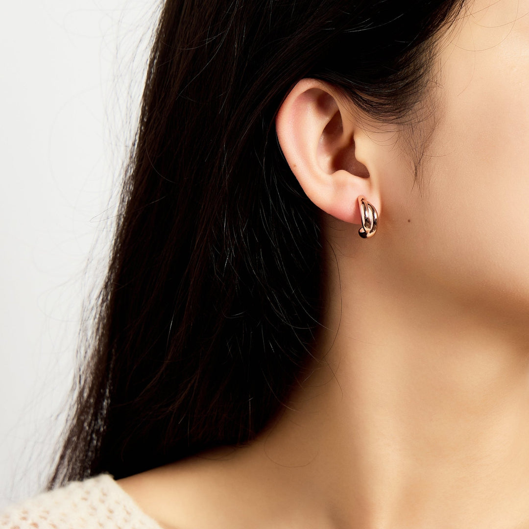 Rose Gold Plated Kiss Hoop Earrings - Philip Jones Jewellery