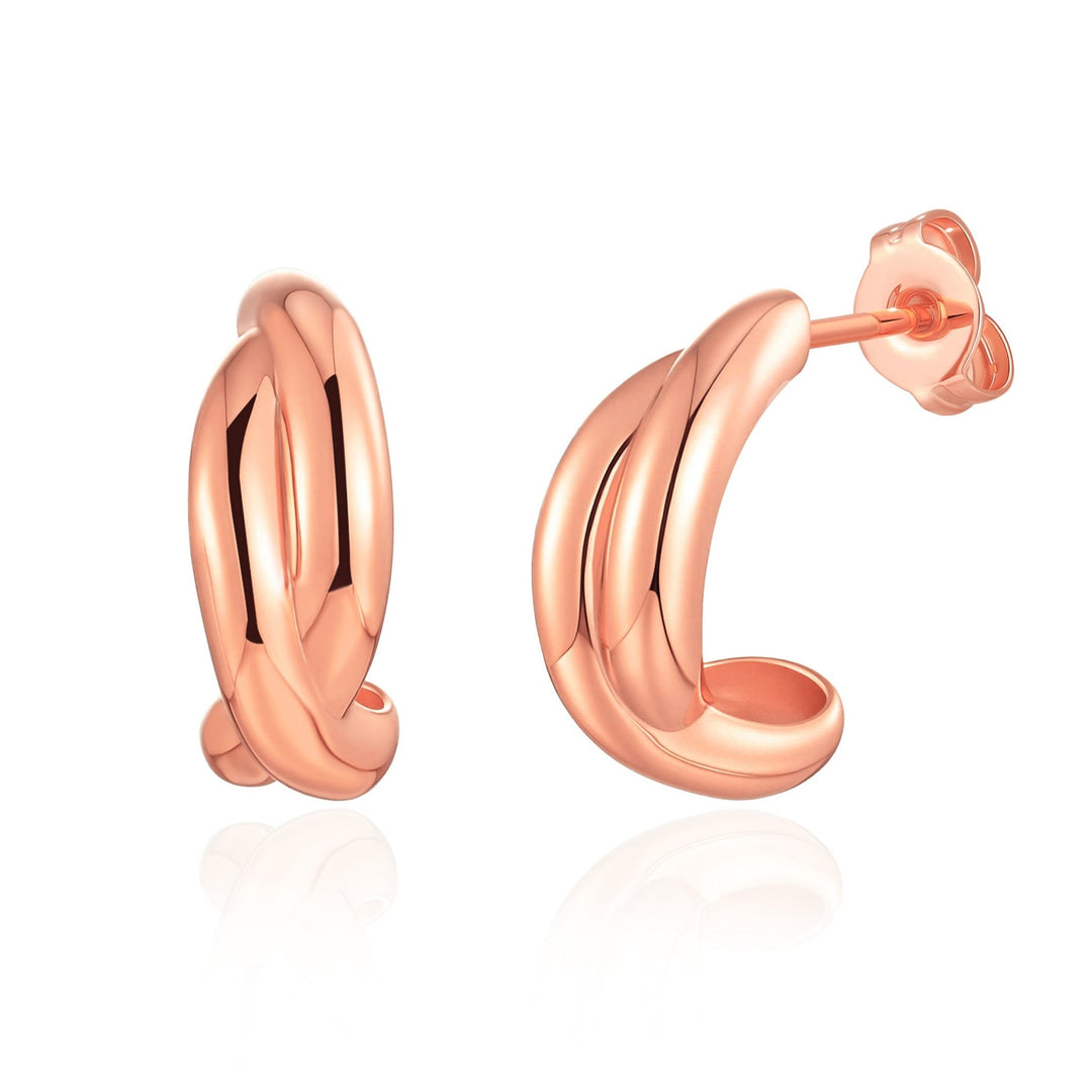 Rose Gold Plated Kiss Hoop Earrings - Philip Jones Jewellery
