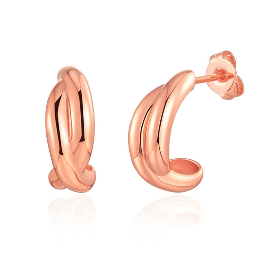 Rose Gold Plated Kiss Hoop Earrings - Philip Jones Jewellery