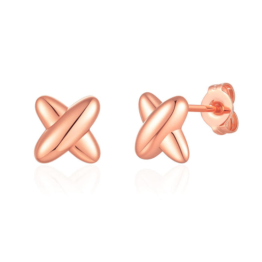 Rose Gold Plated Kiss Stud Earrings - Philip Jones Jewellery
