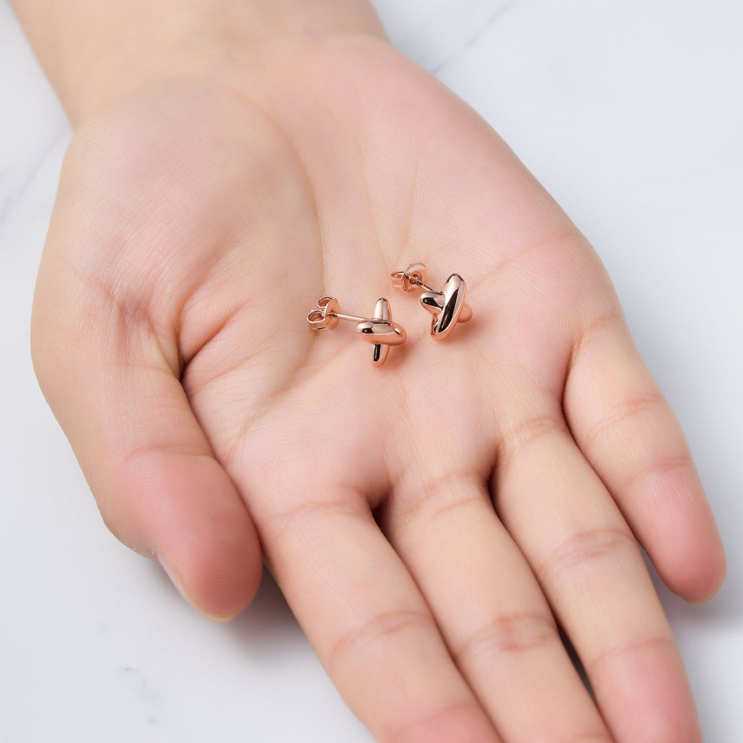 Rose Gold Plated Kiss Stud Earrings - Philip Jones Jewellery