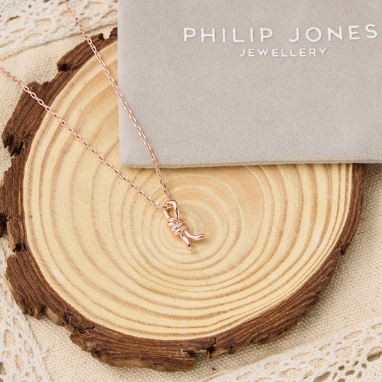 Rose Gold Plated Knot Necklace - Philip Jones Jewellery