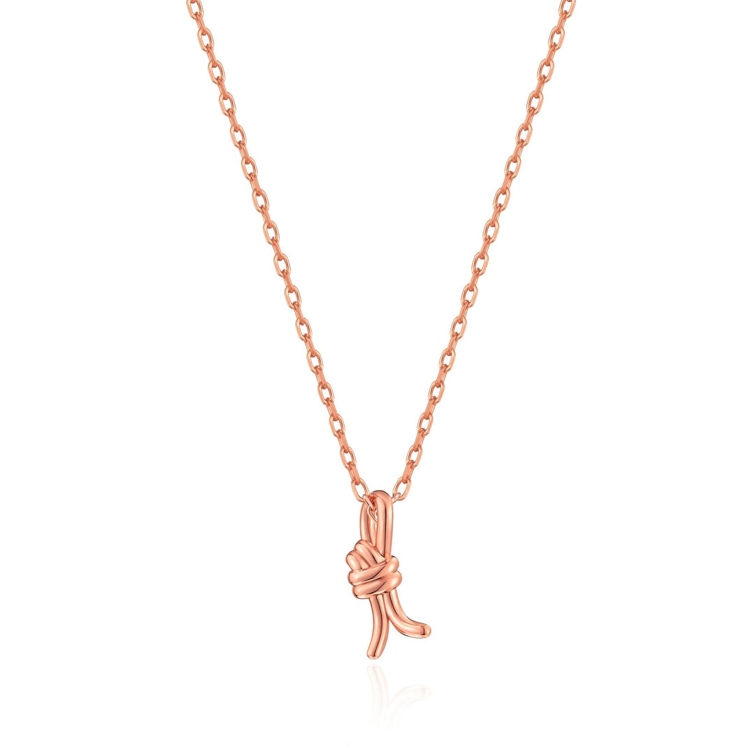 Rose Gold Plated Knot Necklace - Philip Jones Jewellery