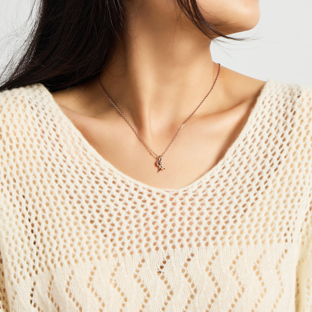 Rose Gold Plated Knot Necklace - Philip Jones Jewellery