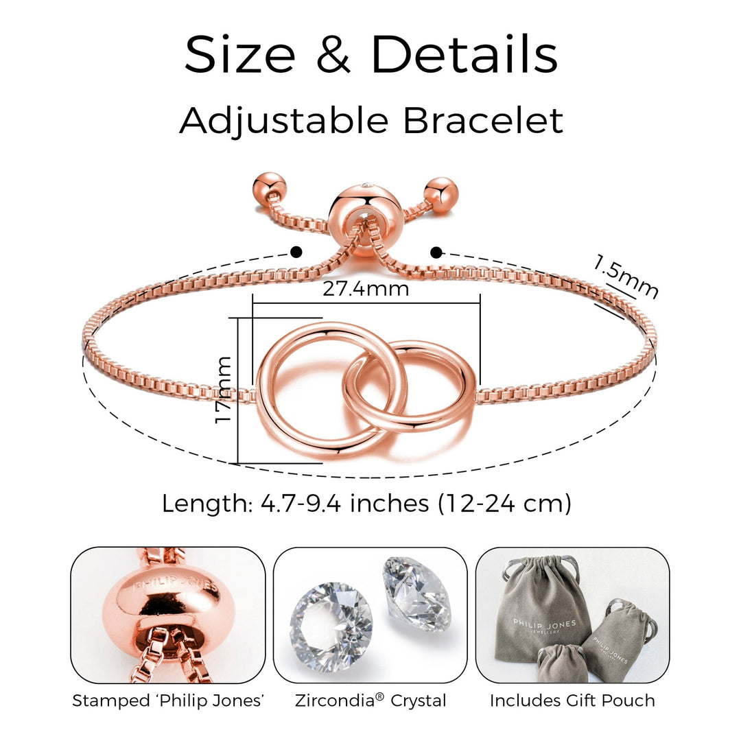 Rose Gold Plated Link Friendship Bracelet Created with Zircondia® Crystals - Philip Jones Jewellery