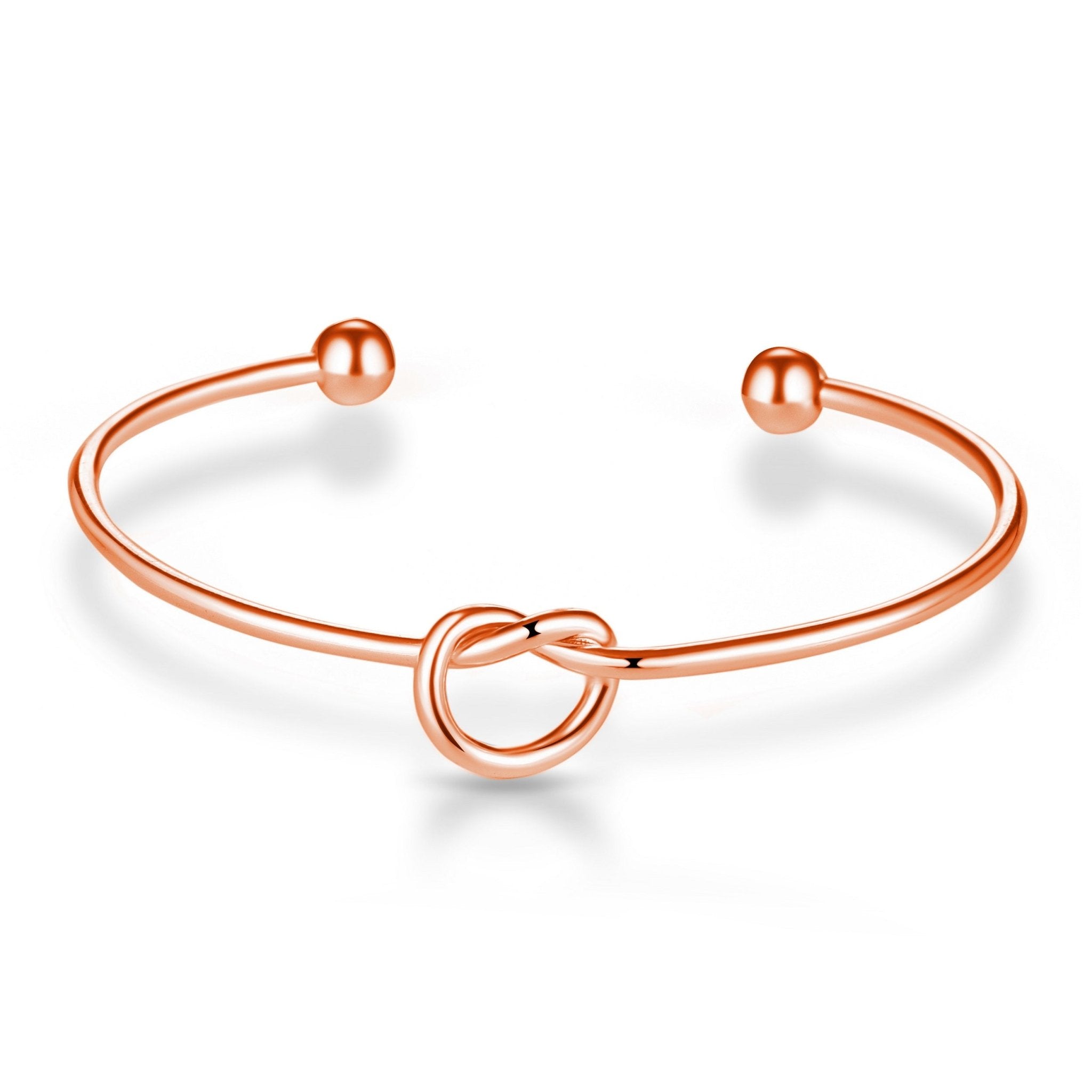 Rose Gold Plated Love Knot Cuff Bangle - Philip Jones Jewellery