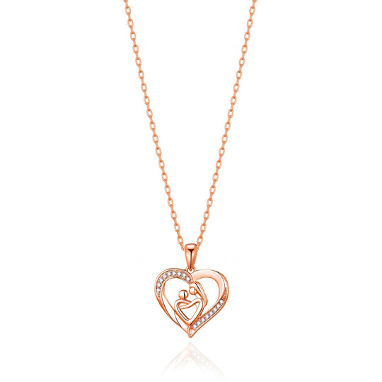 Rose Gold Plated Mother And Child Necklace Created with Zircondia® Crystals - Philip Jones Jewellery