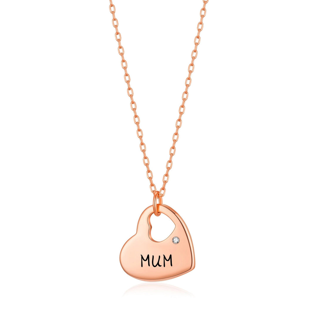 Rose Gold Plated Mum Heart Necklace with Quote Card Created with Zircondia® Crystals - Philip Jones Jewellery