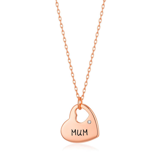 Rose Gold Plated Mum Heart Necklace with Quote Card Created with Zircondia® Crystals - Philip Jones Jewellery
