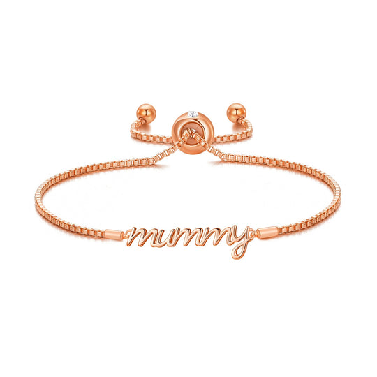 Rose Gold Plated Mummy Bracelet Created with Zircondia® Crystals - Philip Jones Jewellery