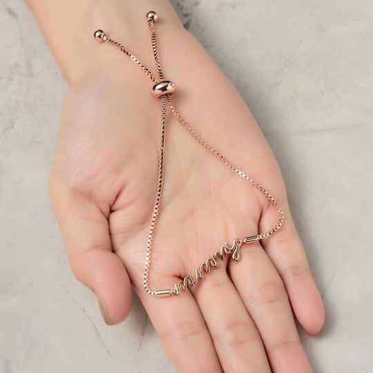 Rose Gold Plated Mummy Bracelet Created with Zircondia® Crystals - Philip Jones Jewellery