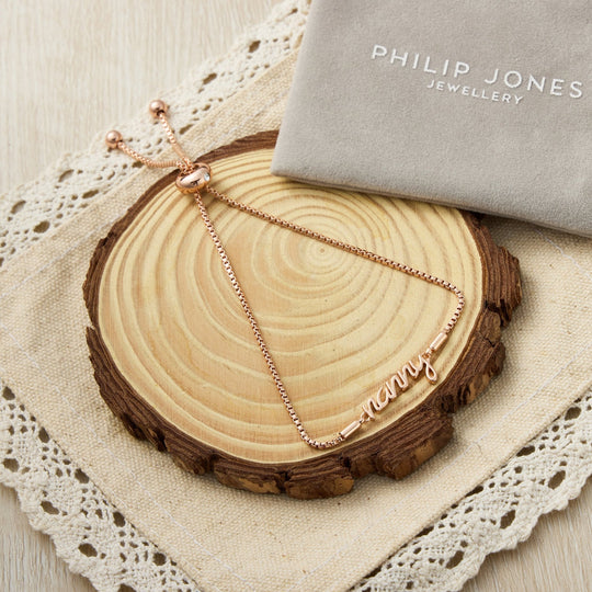 Rose Gold Plated Nanny Bracelet Created with Zircondia® Crystals - Philip Jones Jewellery