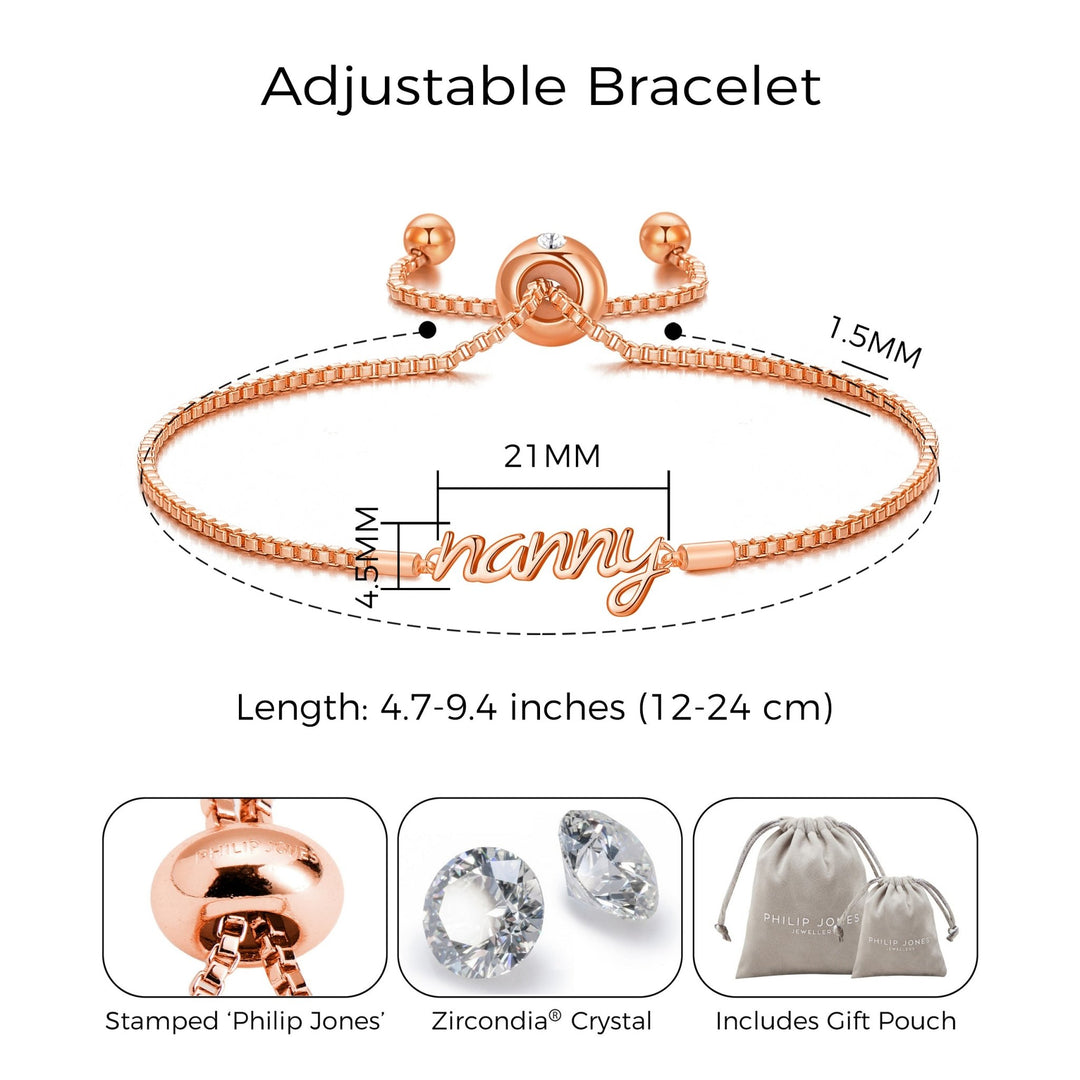 Rose Gold Plated Nanny Bracelet Created with Zircondia® Crystals - Philip Jones Jewellery