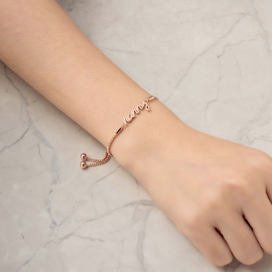 Rose Gold Plated Nanny Bracelet Created with Zircondia® Crystals - Philip Jones Jewellery